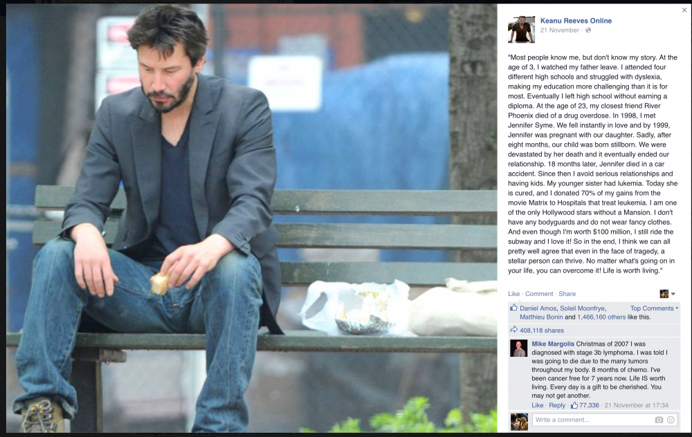 Facebook @ Keanu Reeves Online
