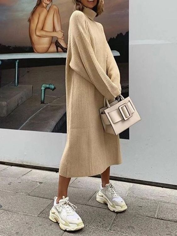 趕出門必學!冬日穿搭簡約時尚針織連身裙