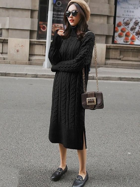 趕出門必學!冬日穿搭簡約時尚針織連身裙