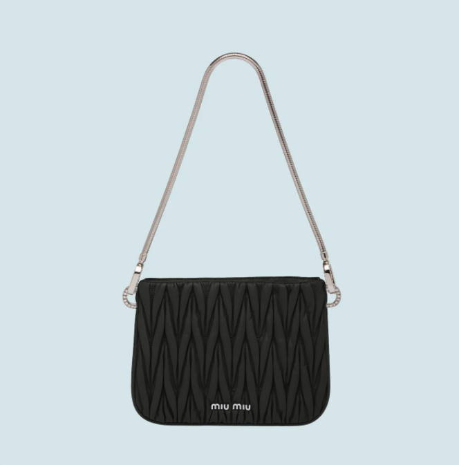 MIU MIU MIU SASSY MATELASSÉ NAPPA LEATHER HANDBAG