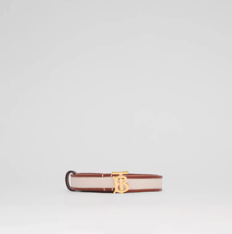 BURBERRY MONOGRAM MOTIF CANVAS AND LEATHER BELT