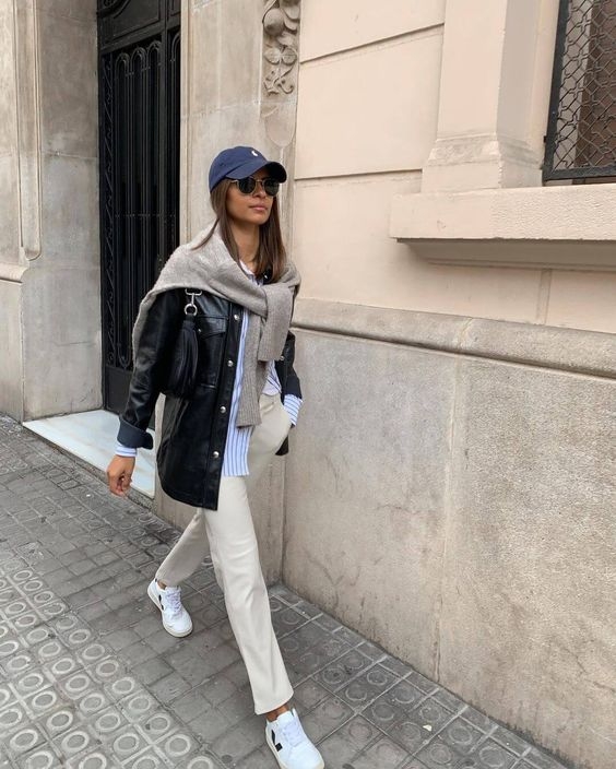 秋冬穿搭-型格帥氣衛衣+皮褸