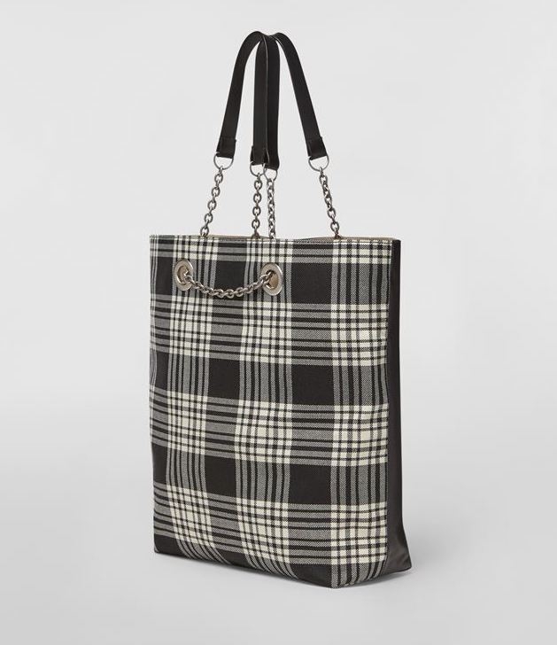 Marni Check Wool Shopping Bag With Leather Handles