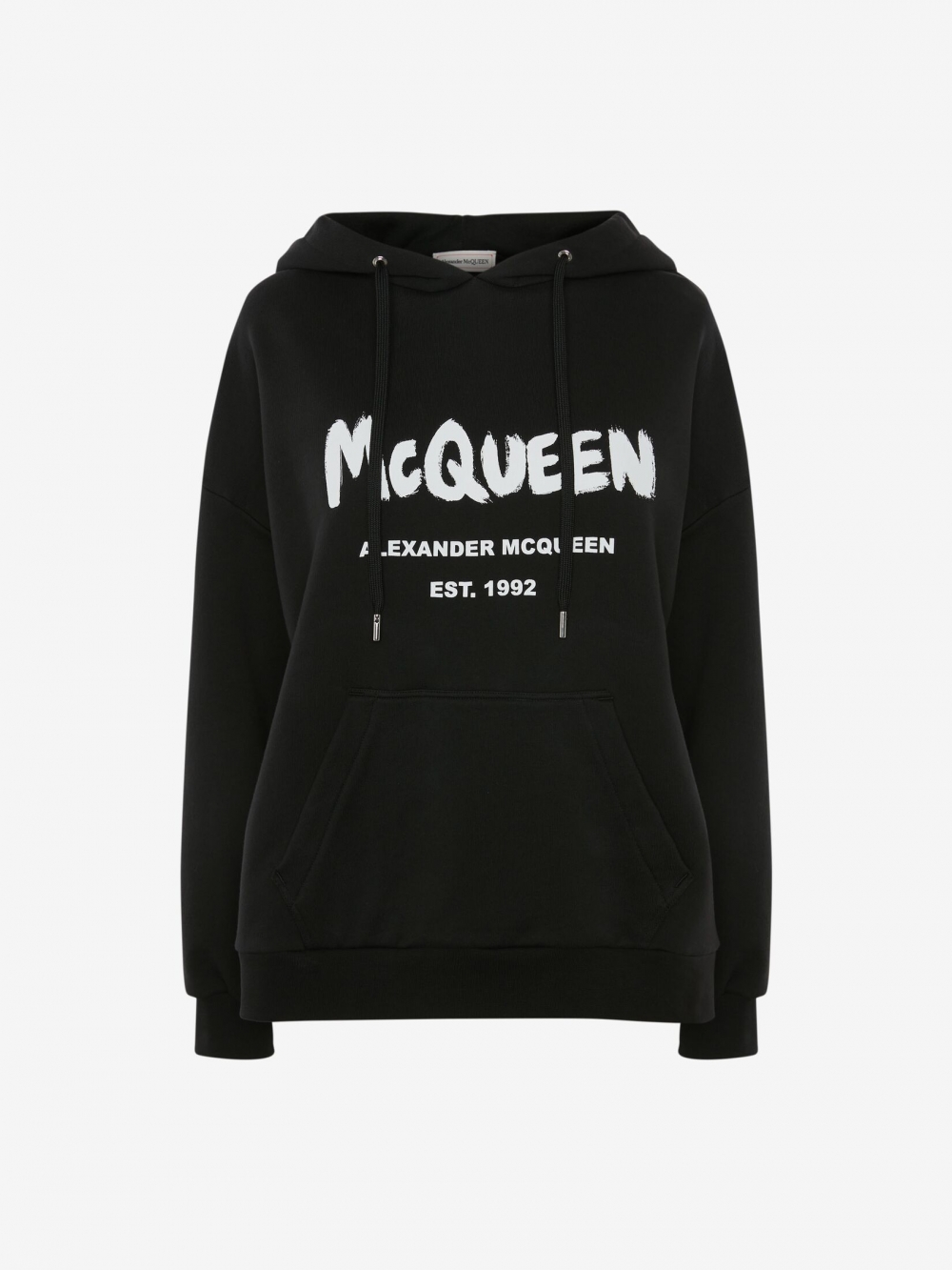 Alexander McQueen新推出的抽繩兜帽衛衣印有McQueen Graffiti標誌