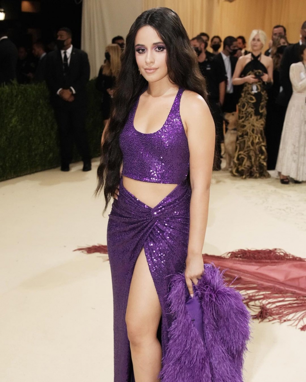 穿著紫色禮服的Camila Cabello
