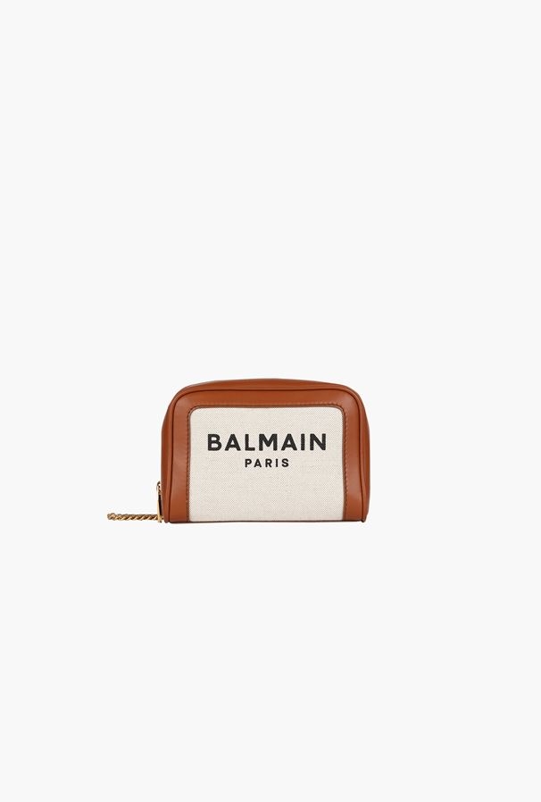 Balmain Small-sized Ecru Canvas B-army Bag