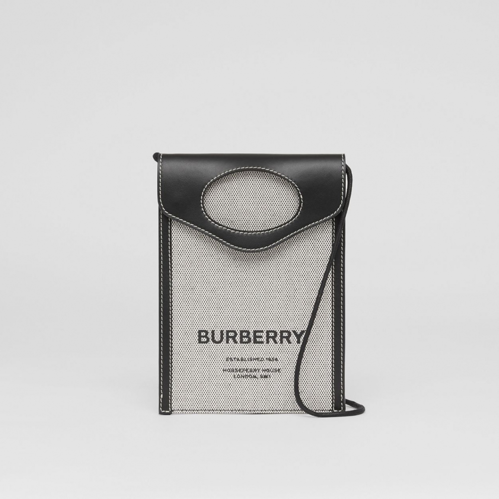 Burberry Two-tone Canvas and Leather Pocket Phone Case
