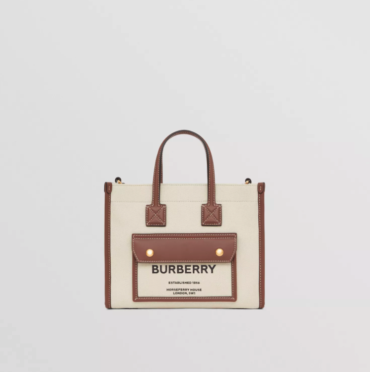 Burberry Mini Two-tone Canvas and Leather Freya Bag