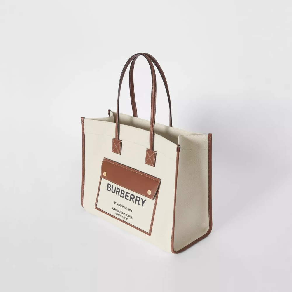 Burberry Medium Two-tone Canvas and Leather Freya Tote