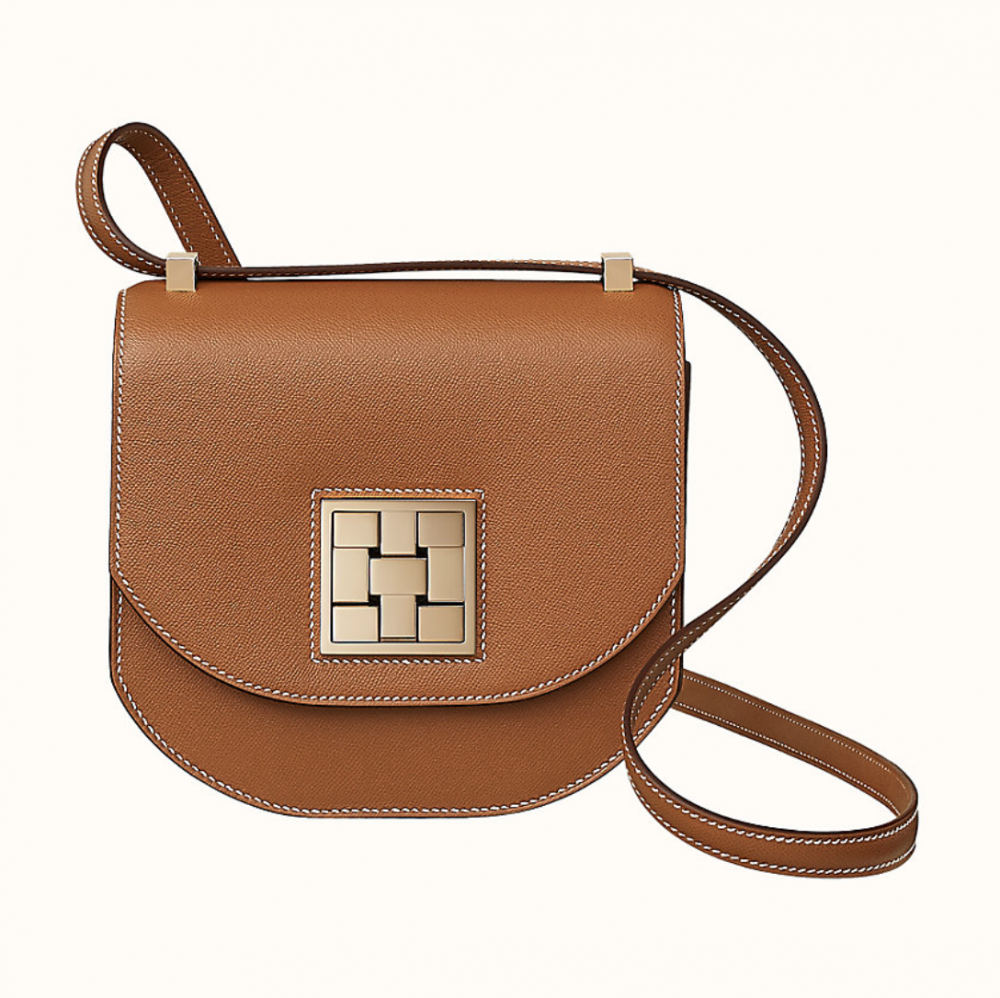 焦糖色的Hermès Mosaique au 24 Mini Bag，百搭又好看