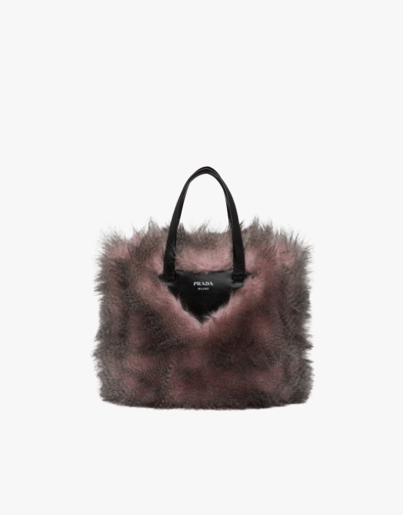 Prada Faux Fur Fabric Tote Bag