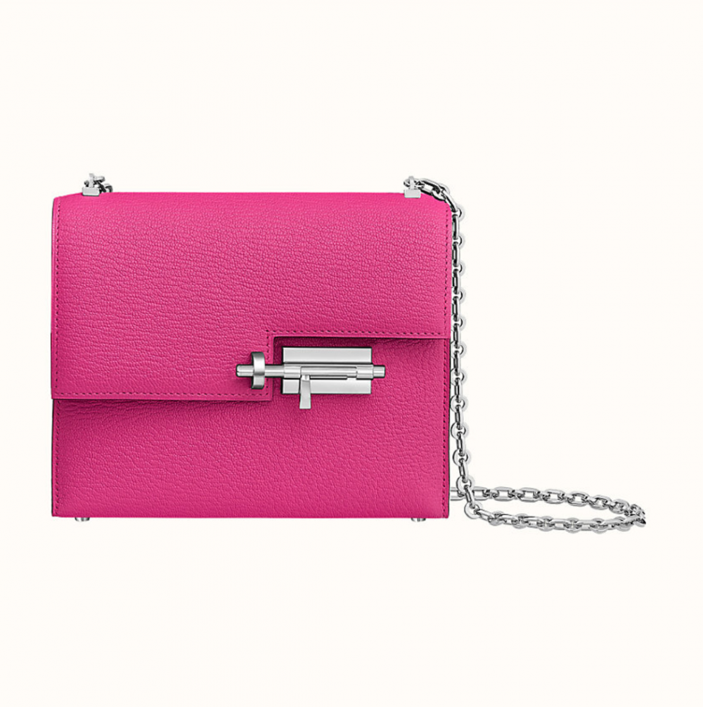 粉紅色的Hermès Verrou Chaine mini bag，十分可愛
