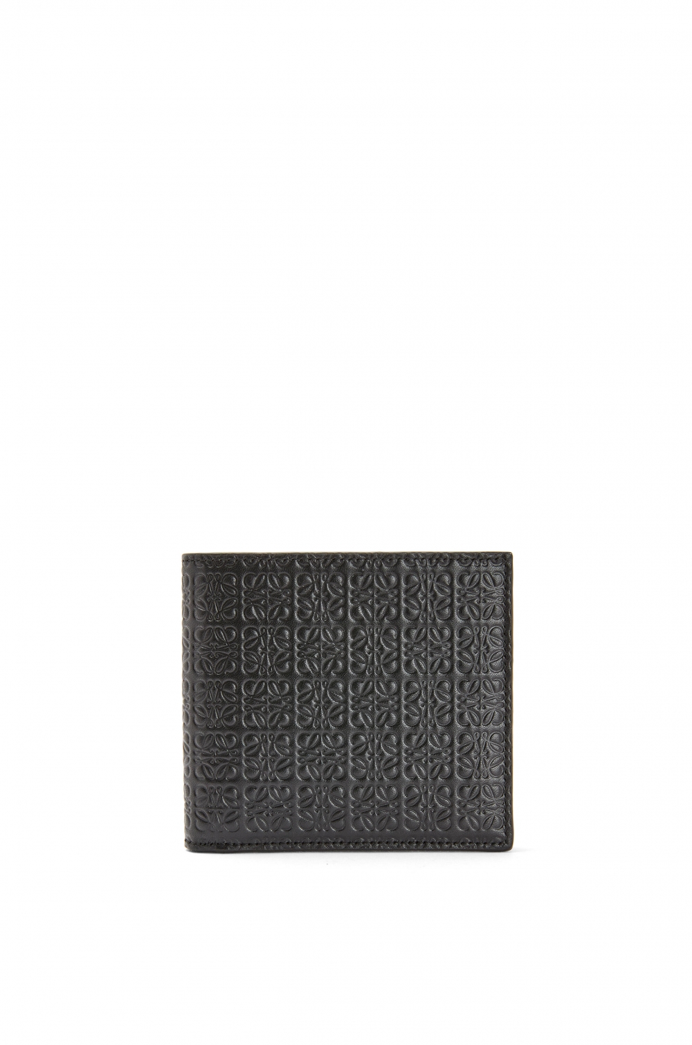 黑色Bifold Wallet雙折錢包採用真絲小牛皮製成,交織Anagram壓花圖案。