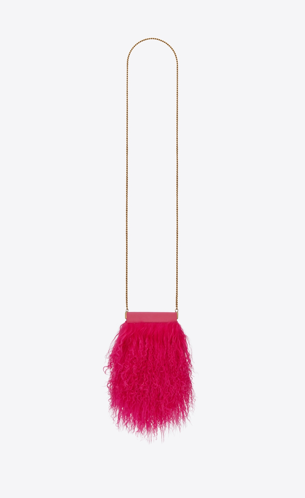 Saint Laurent Mini Pac Pac袋身毛流垂下的奢華魅力沒話說。