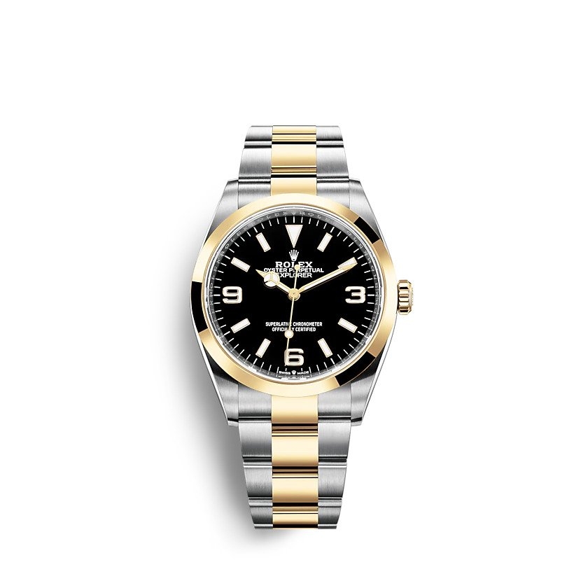 Oyster Perpetual Explorer Ref.124273,數字塗上Chromalight夜光物料令人清晰易讀。