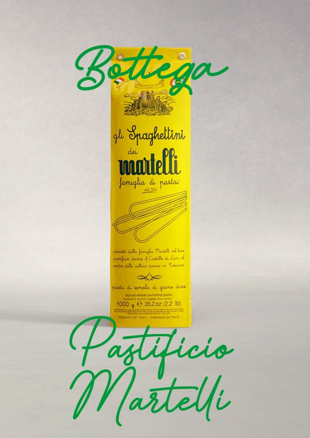 BOTTEGA Pastificio Martelli手工義大利麵,黃色袋子也是品牌的經典標誌之一。