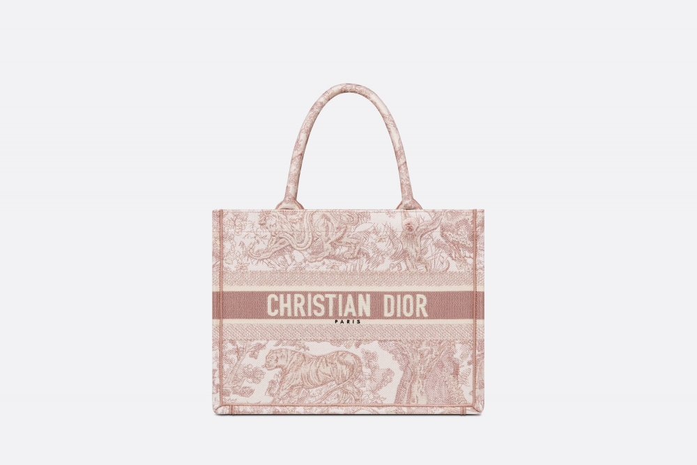 Dior Small Book Tote,Toile de Jouy玫瑰粉色系。