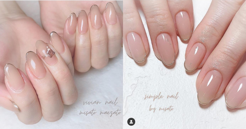 銀色極幼法式線條，極易繪畫，美甲新手都能輕易駕馭。