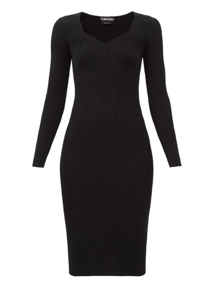 Tom Ford Sweetheart-neck Ribbed Midi Dress心形領口中長版。