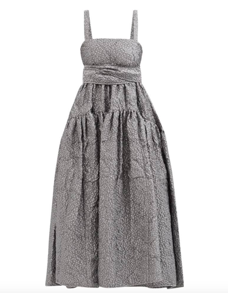 Johanna Belted Flecked-Matelassé Dress斑點散發浪漫迷人魅力。