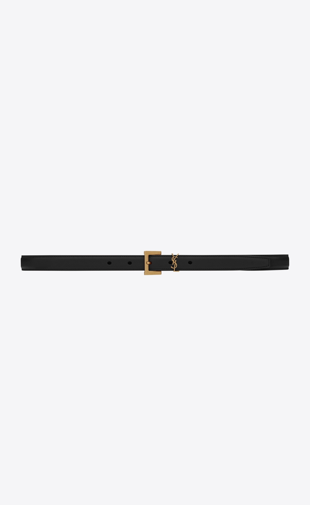 Saint Laurent Narrow Monogram Belt展現優雅。