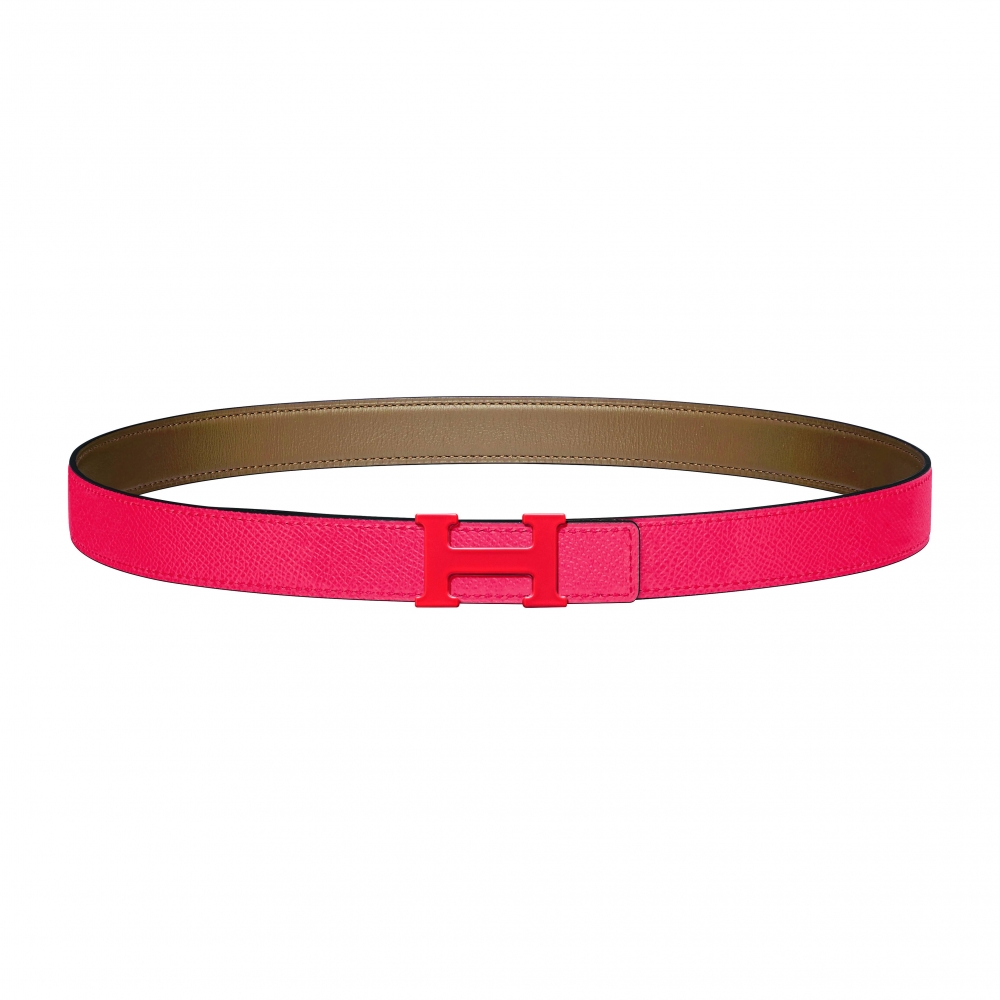 Hermès Belts in Swift Calfskin and Epsom Calfskin粉色Logo標誌。