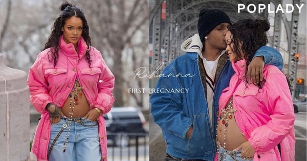 臉上洋溢著藏不住的喜悅：Rihanna穿上Vintage CHANEL時髦曬孕肚，與男友A$AP Rocky迎來新身份