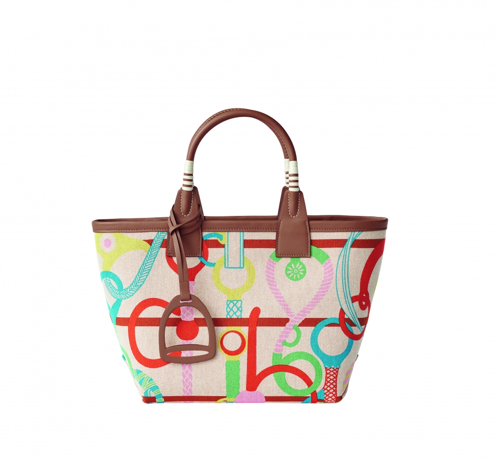 STEEPLE PANOPLIE ÉQUESTRE印花PLUME H帆布及SWIFT小牛皮手袋