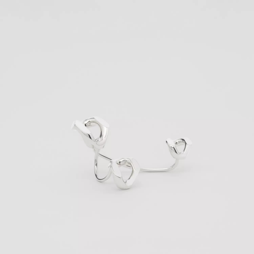 Palladium-plated Chain-link Ring Trio三件鍍鈀戒指打造。