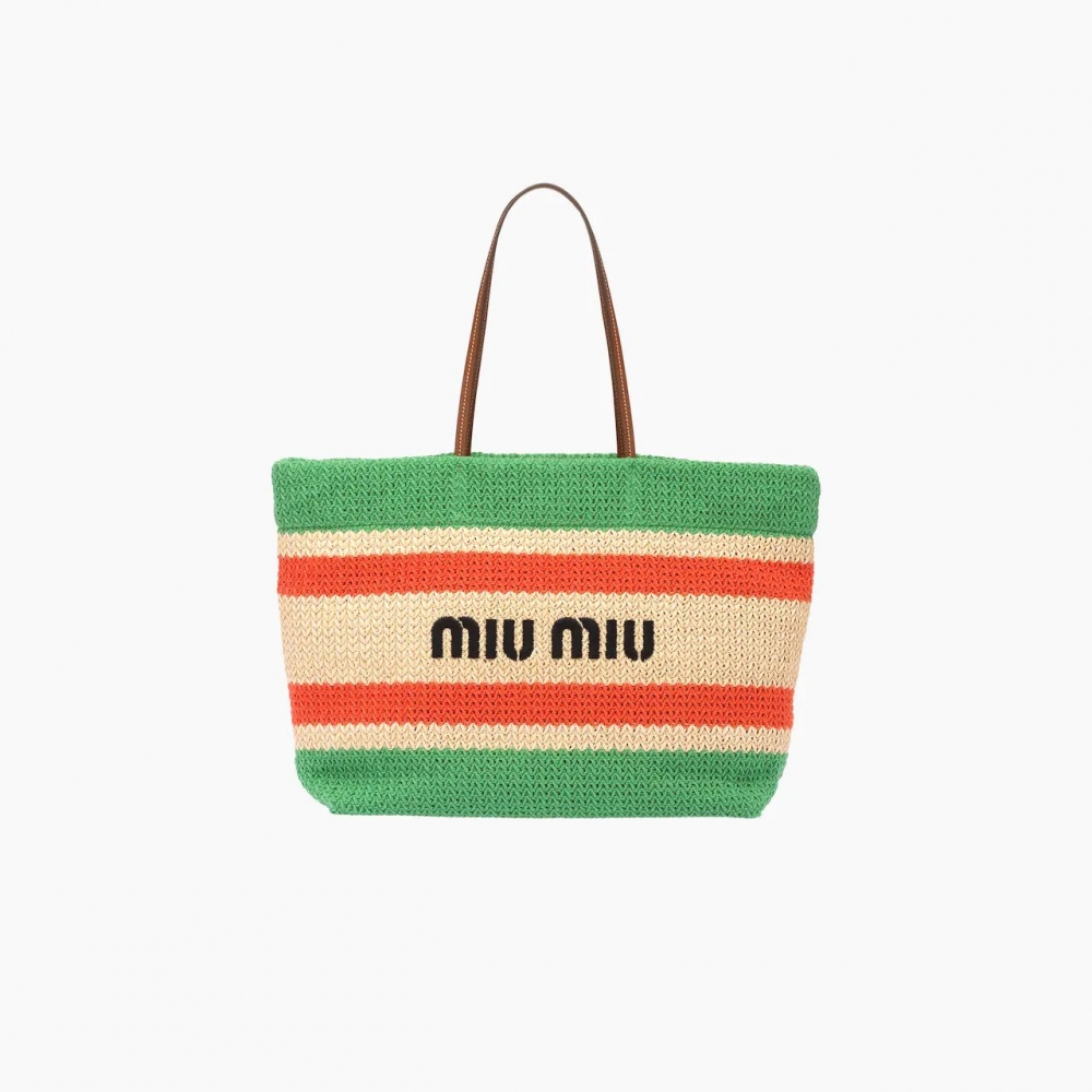 Miu Miu Raffia and Cotton Tote Bag復古奢華韻味。