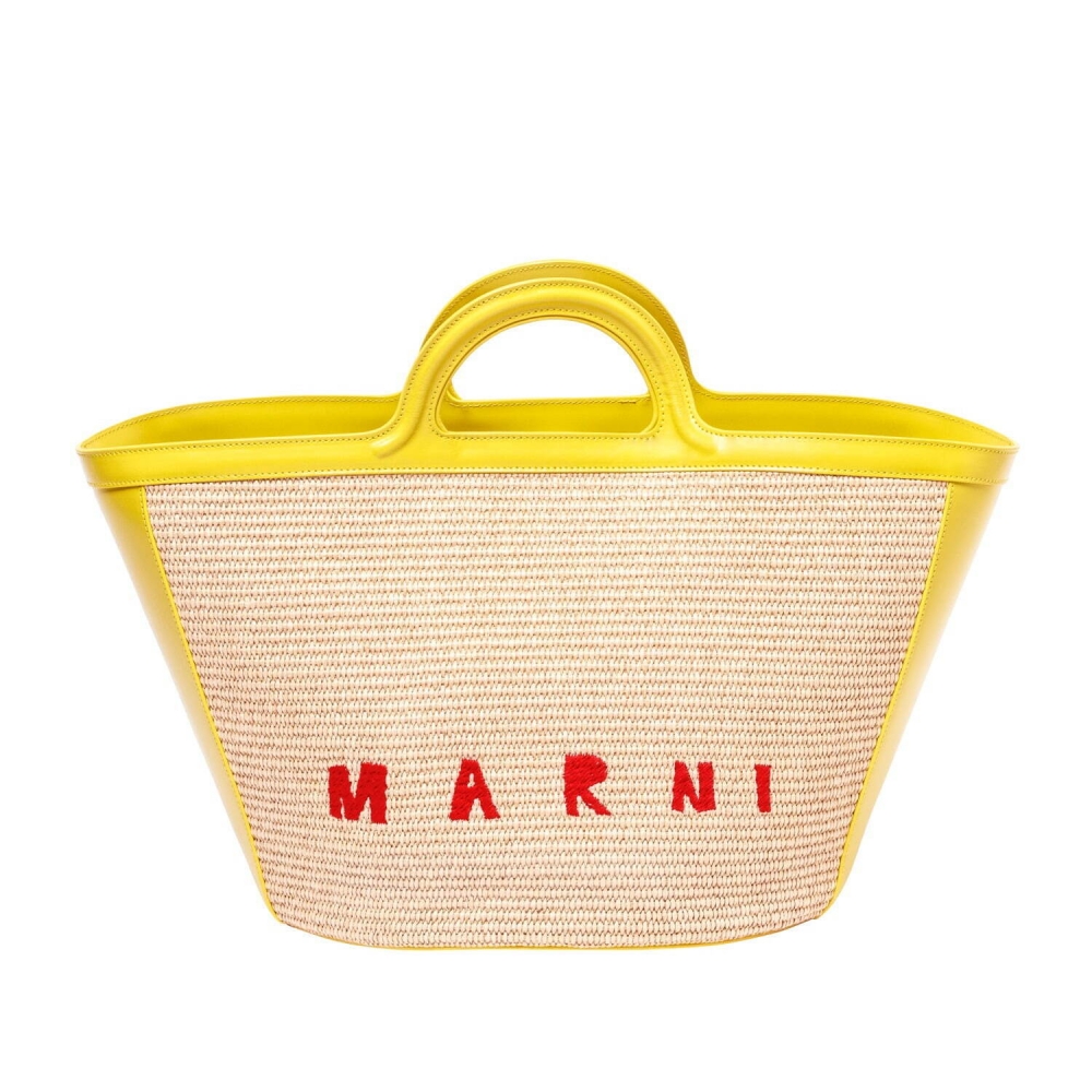 主體設計以拉菲草編織成提籃包型。