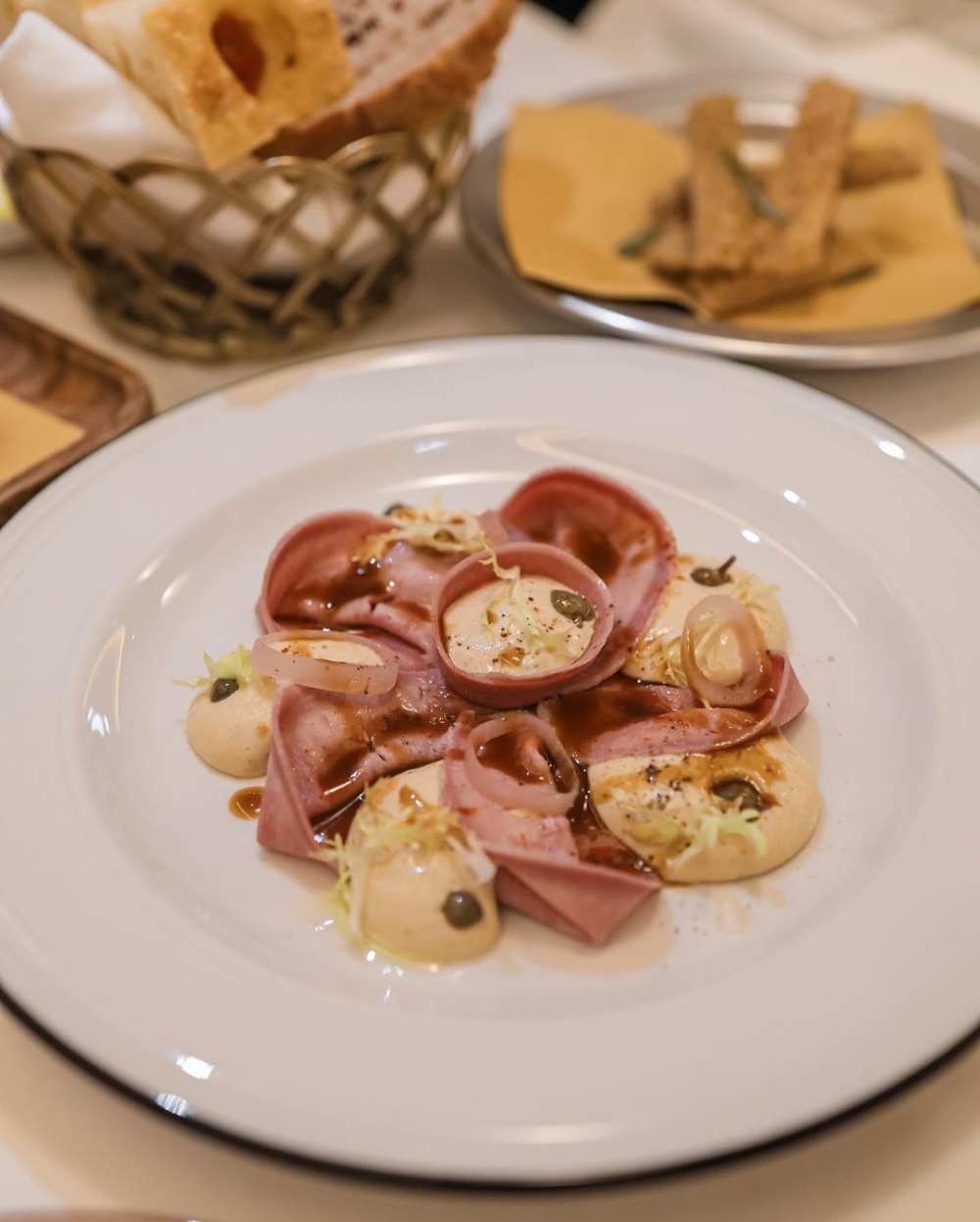 "Lingua Tonnata" veal tongue with tonnata sauce