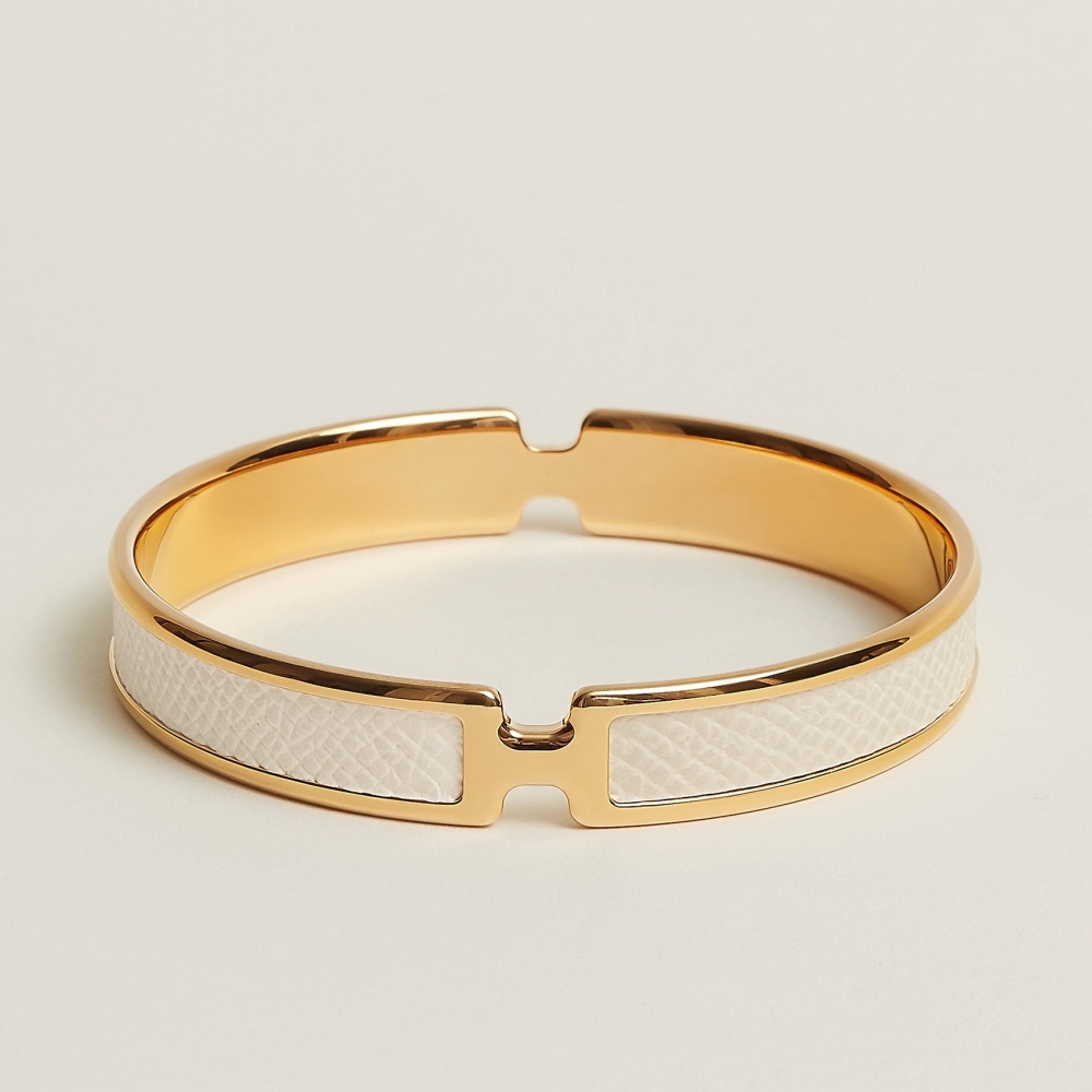 Hermès Olympe Bracelet米白小牛皮。
