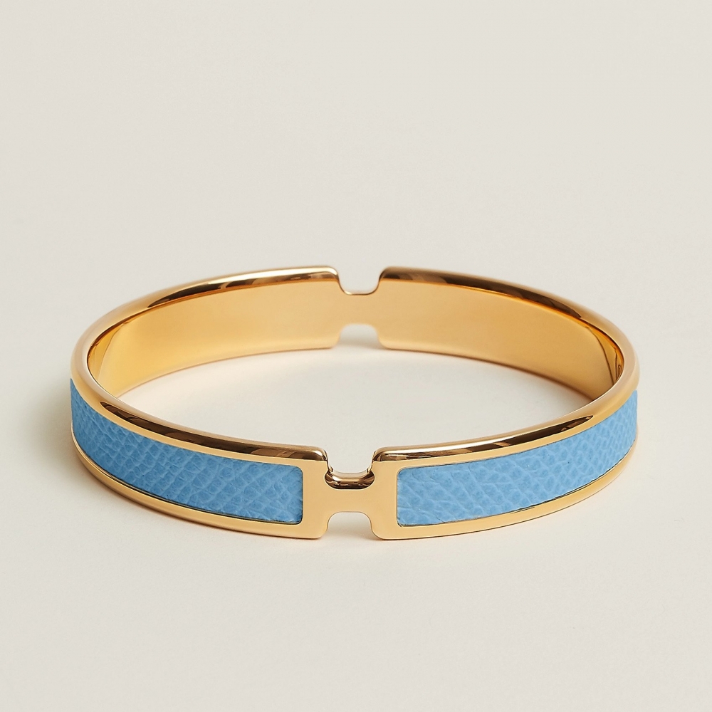 Hermès Olympe Bracelet藍色小牛皮。