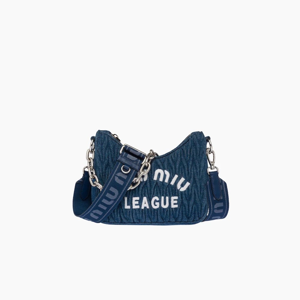 Miu Miu Matelassé Denim Shoulder Bag