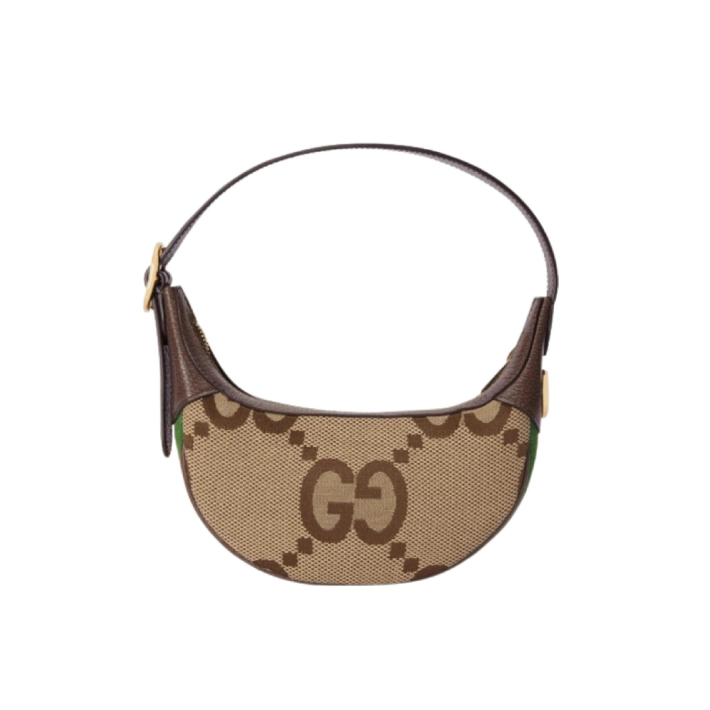 Gucci Ophidia Jumbo GG Mini Bag半月形手袋。