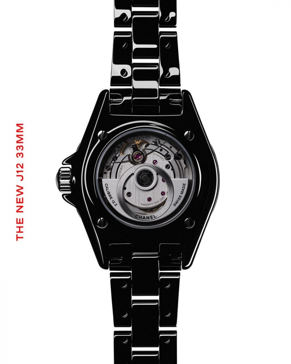 J12 WATCH CALIBRE 12.2, 33 MM重新設計而優雅。