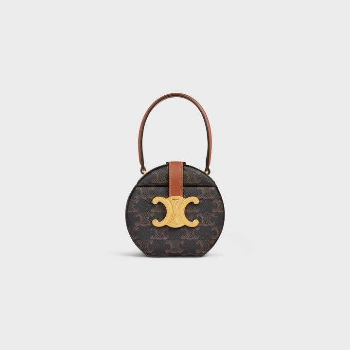 CELINE Round Box Triomphe老花配色。