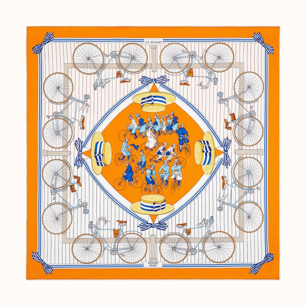 Hermès Les Becanes Scarf 70對無憂無慮、愉悅的時期致敬。