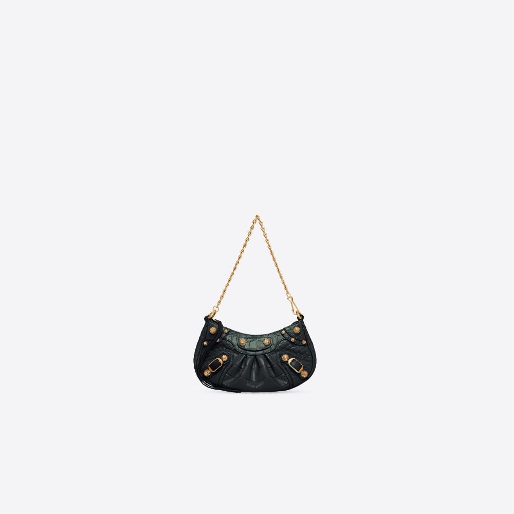Le Cagole Mini Purse With Chain in Dark Green