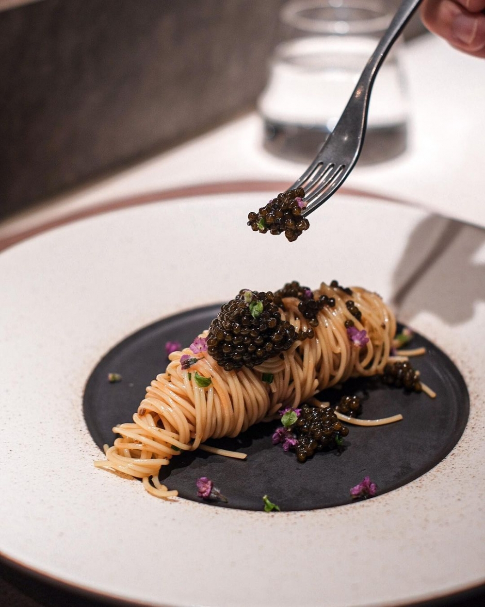 Caviar Whute Truffle Oil Angel Hair Pasta