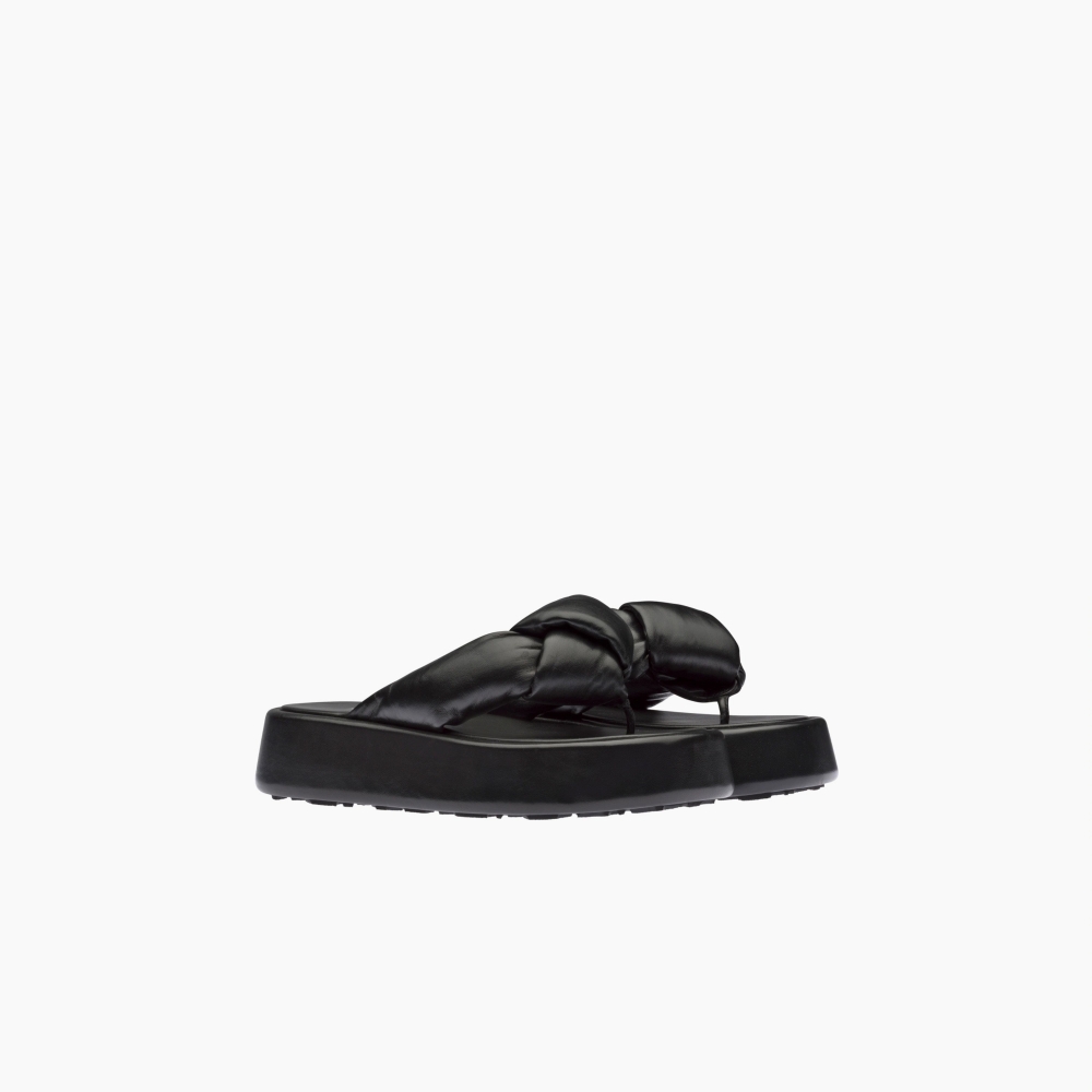Miu Miu Padded Mordoré Nappa Leather Thong Sandals
