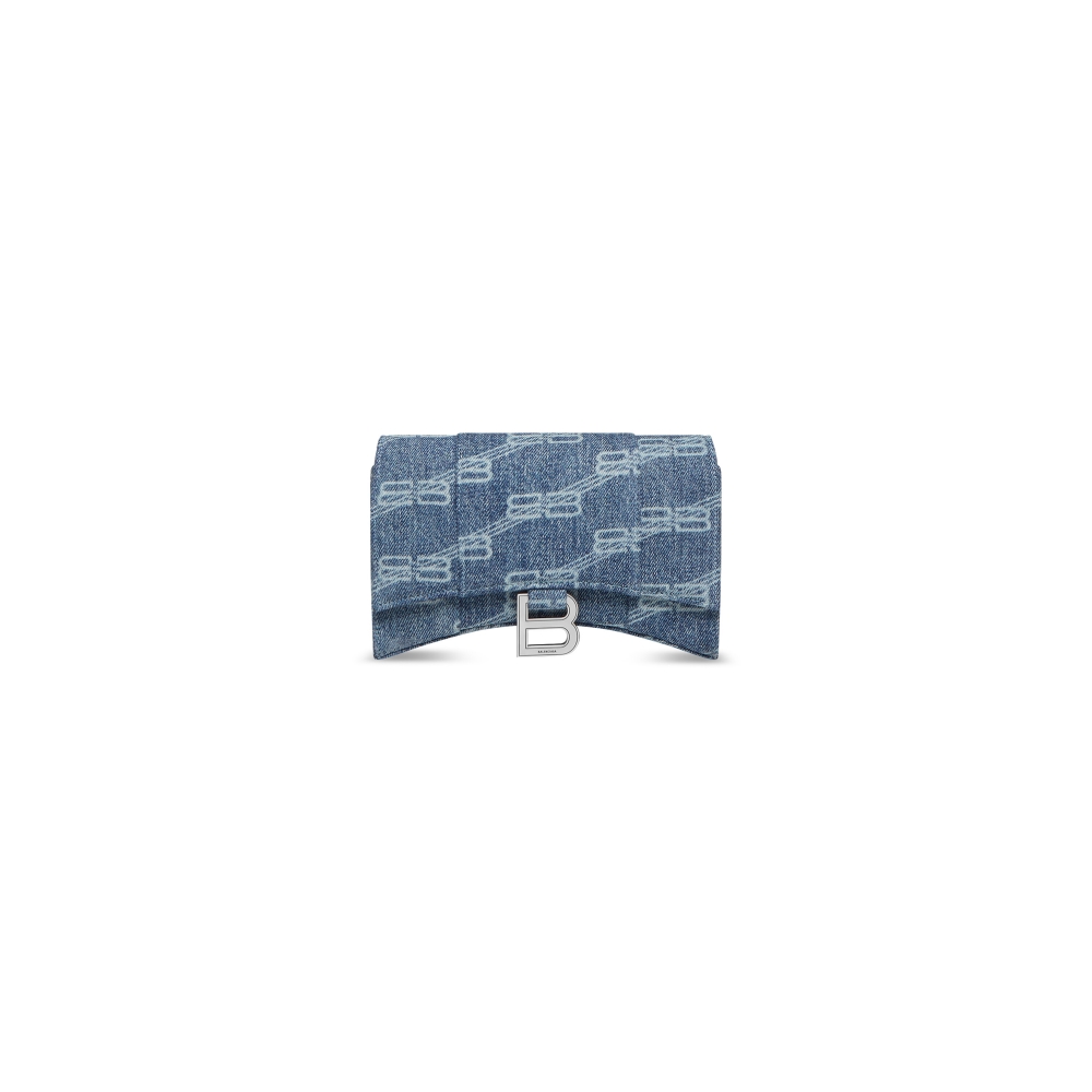 Balenciaga Hourglass Wallet With Chain-Denim