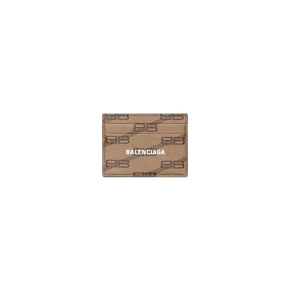 Balenciaga Signature Card Holder-Beige and Brown