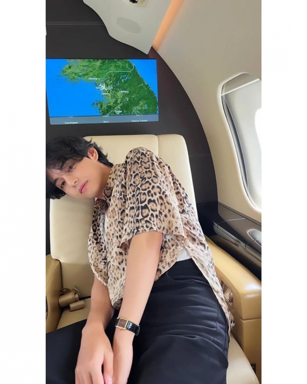 也與大家分享了在飛機上的照片。