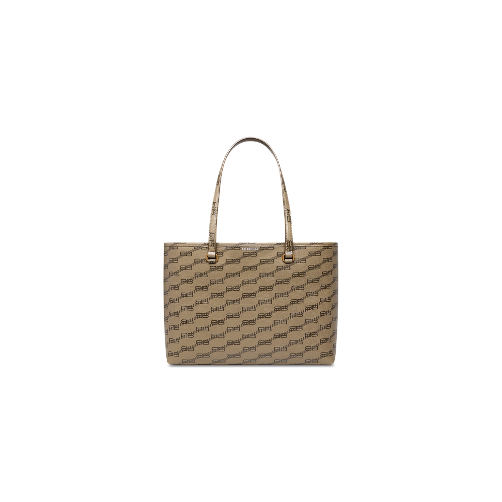 Balenciaga Signature Shopper Bag-Beige and Brown