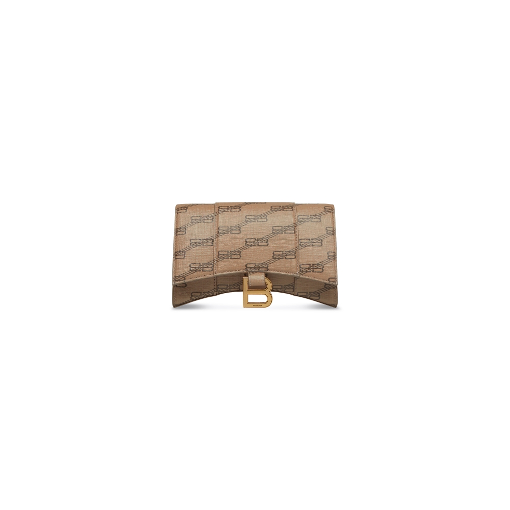 Balenciaga Hourglass Wallet With Chain-Beige and Brown