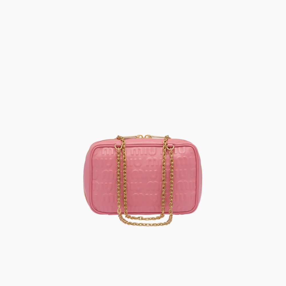 Miu Miu Logo Embossed Leather Top Handle Bag