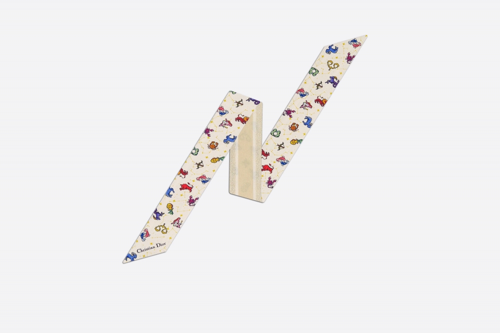 Dior Zodiac Pixel Mitzah Scarf-White