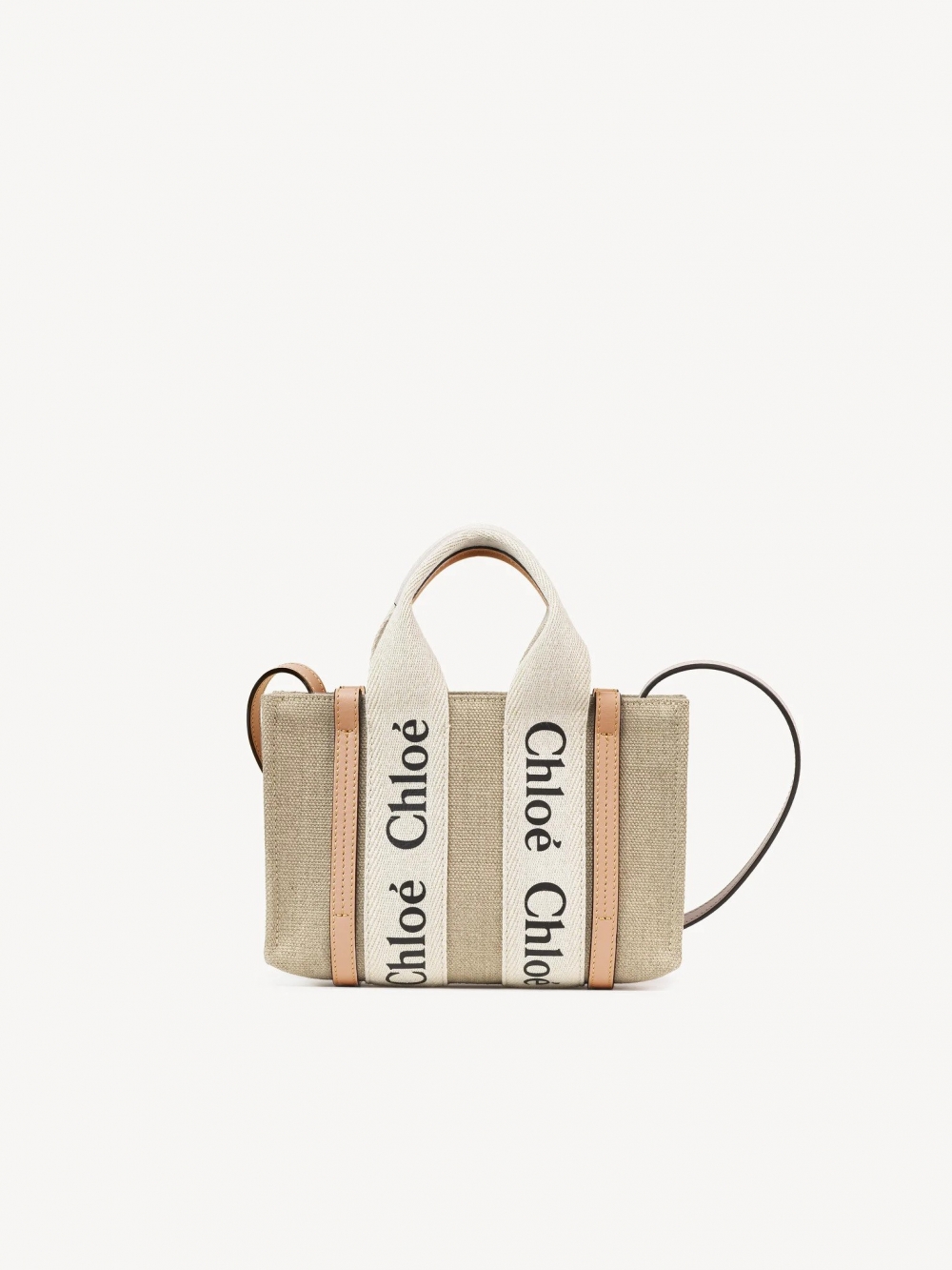 Chloé Mini Woody Tote Bag-Beige